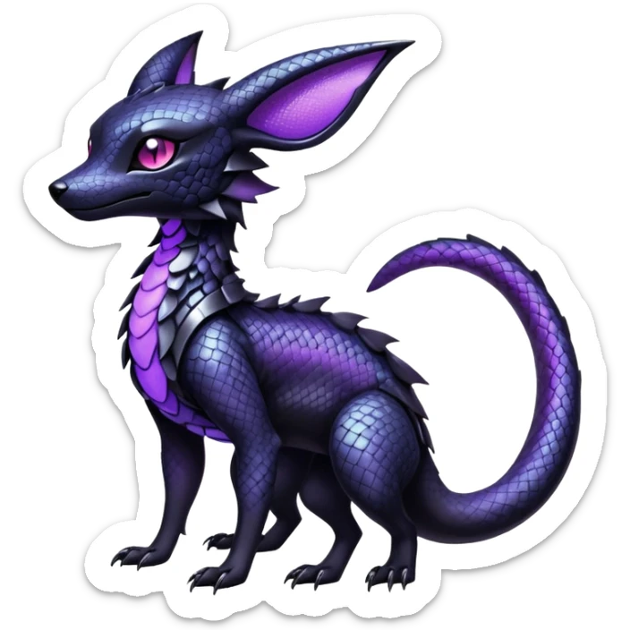 Shiny Dark Edgy Majestic Sophisticated Modern Gothic Gloomy Futuristic Scaly Cyber-Salandit-Umbreon-Delcatty-Hybrid (Full body) sticker