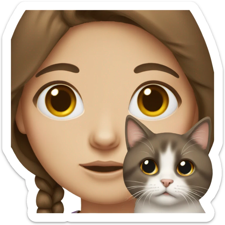 brown hair and black eye girl with ragdoll cat sticker
