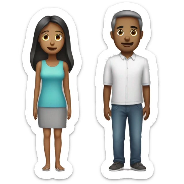 Create an emoji of a couple (man and woman) who are underweight. sticker