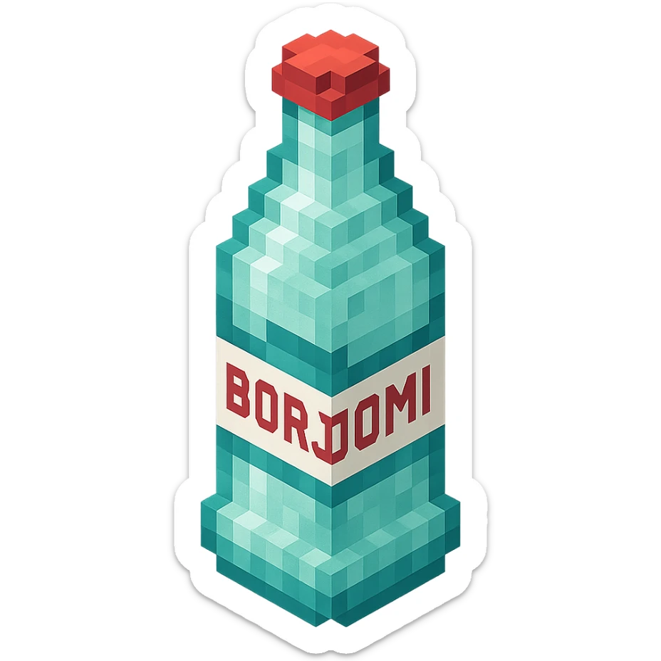 Borjomi bottle with a frosted glass effect sticker
