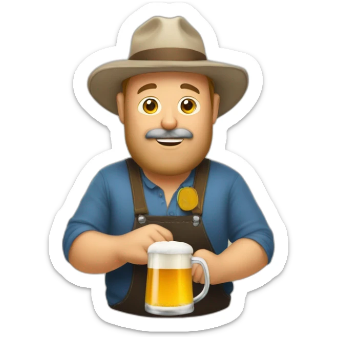 Un Homme au grand nez tien une biere sticker