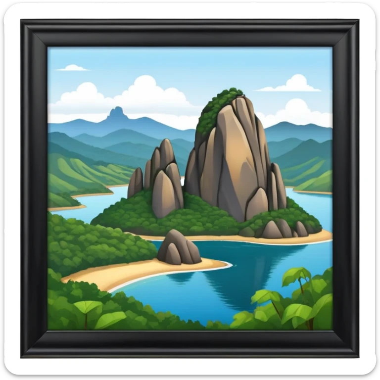 cinematic-realistic-guatapé-rock-emoji colombia in a picture frame sticker