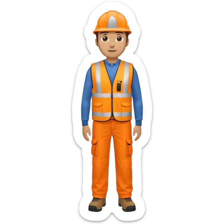 man in orange hi vis vest and chinos, no helmet, standing full body sticker