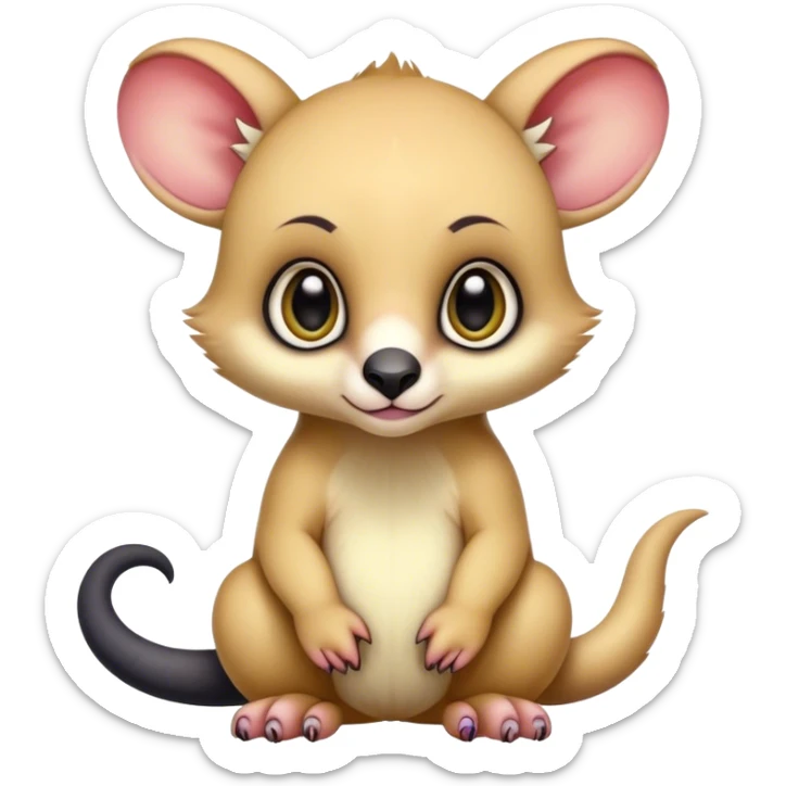 Adorable colorful baby edgy animal-hybrid full body, big Eyes, marsupial  sticker