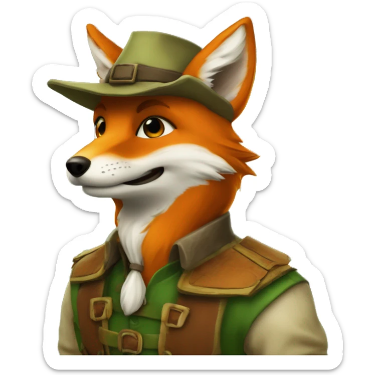 renard deguisee en robin des bois rajoute le lui le petit chapeau de robin ds bois vert sticker