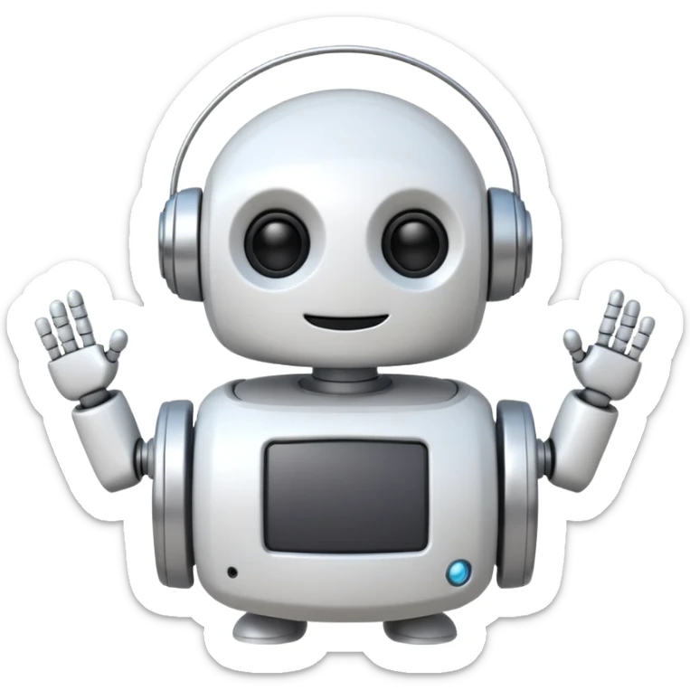 robot old cartoon simple kid toy white innocent funny gudget chatGPT round adorable music_lover sticker