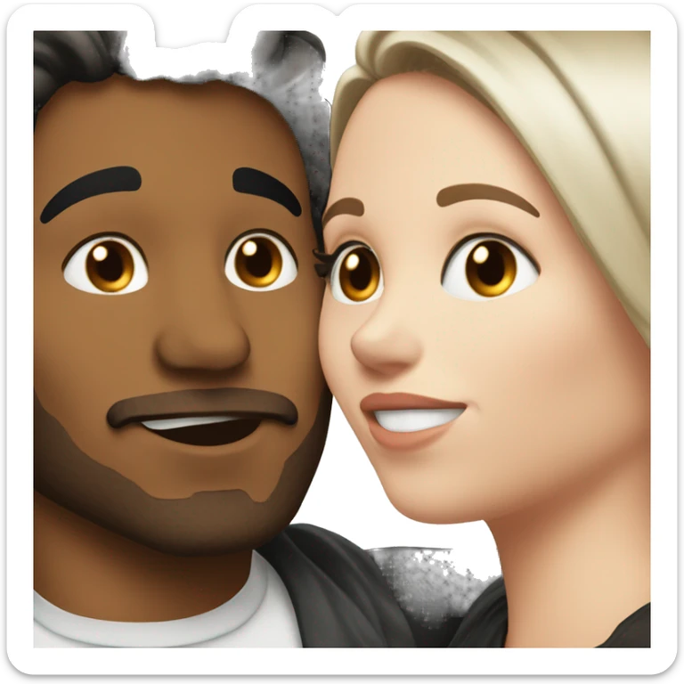 kiss-kiss white men with brown hair and white woman with black hair sticker