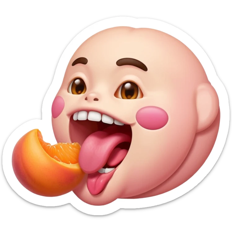 langue qui dépasse d'une bouche humaine ouverte et lèche un abricot sticker
