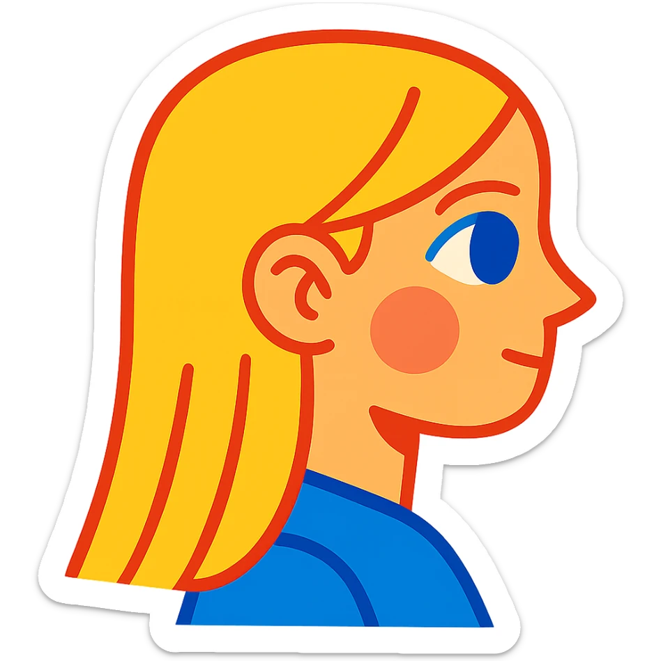 blonde girl with blue eyes, straight hair, side profile sticker