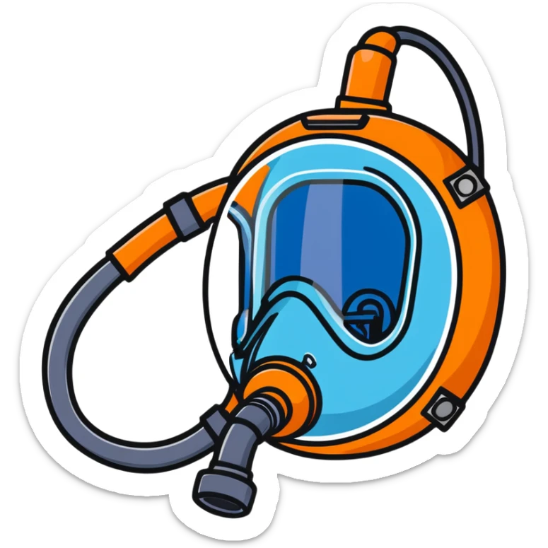 Close-up of blue mouth-only breathing apparatus with tube for VO2 max testing, with nose clip sticker