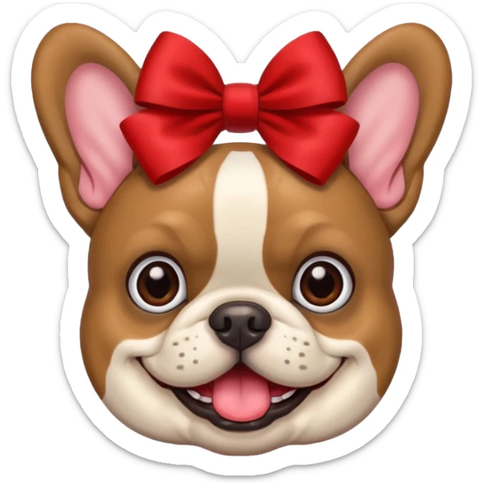 Make an emoji of a French bulldog and add a bow. sticker