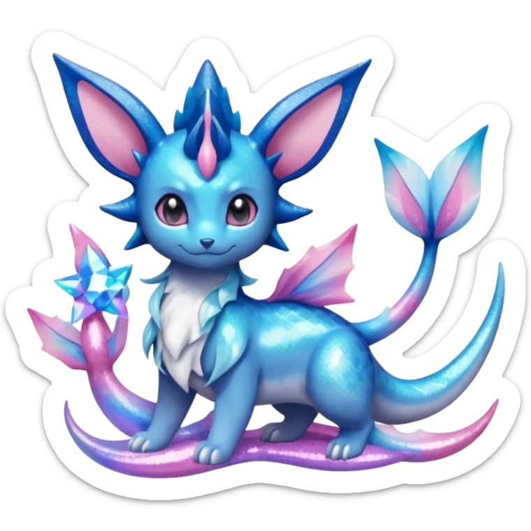 Nebulae Iridescent Glitter Scaled Shiny  Vaporeon-Glaceon-Sylveon-Amaura-Fakémon-fusion sticker