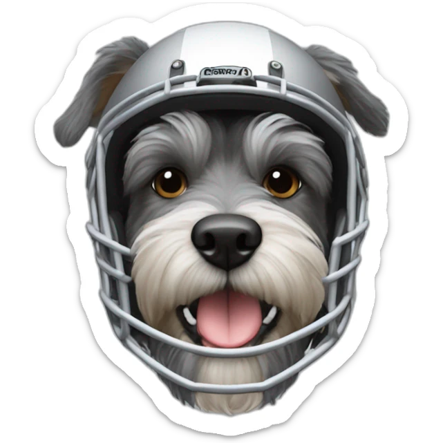 A dog schnauzer wearing football pads and helmet of the Bears sticker