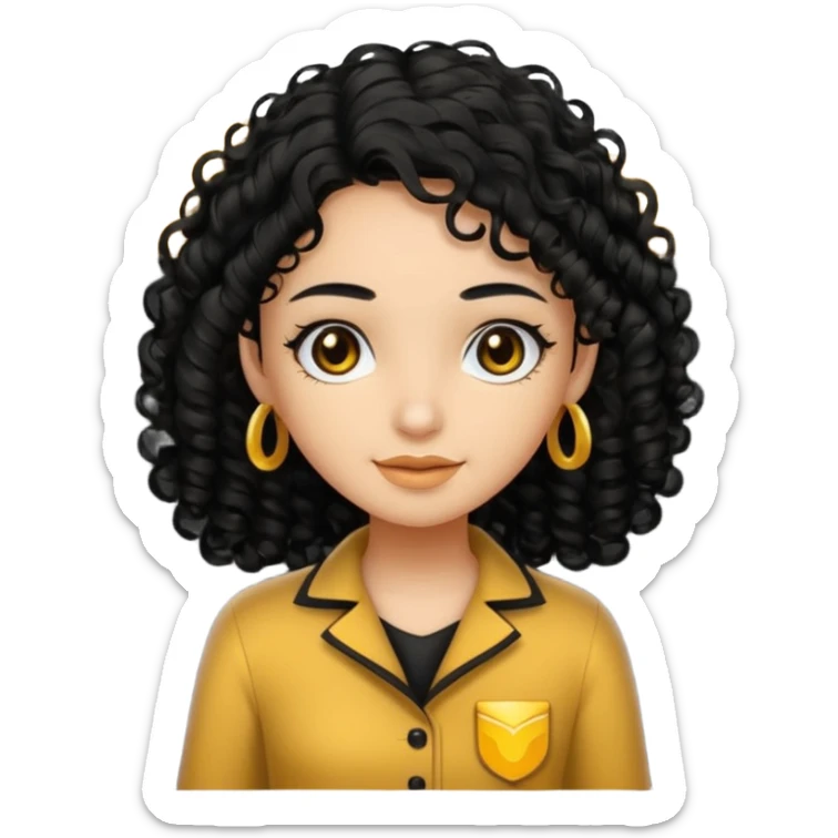 black transparent folder - with a canela skin girl with curly black hair logo  sticker