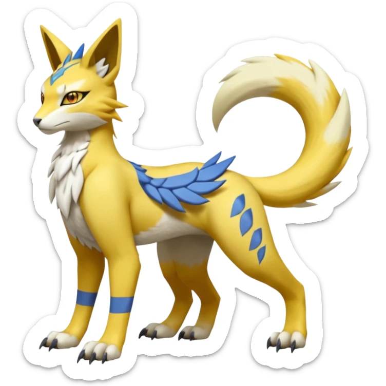 Latias-Vernid-Lombax-Koraidon-Renamon-Zeraora-Bastet-Fakémon-Digimon-hybrid-fusion-creature, full body sticker