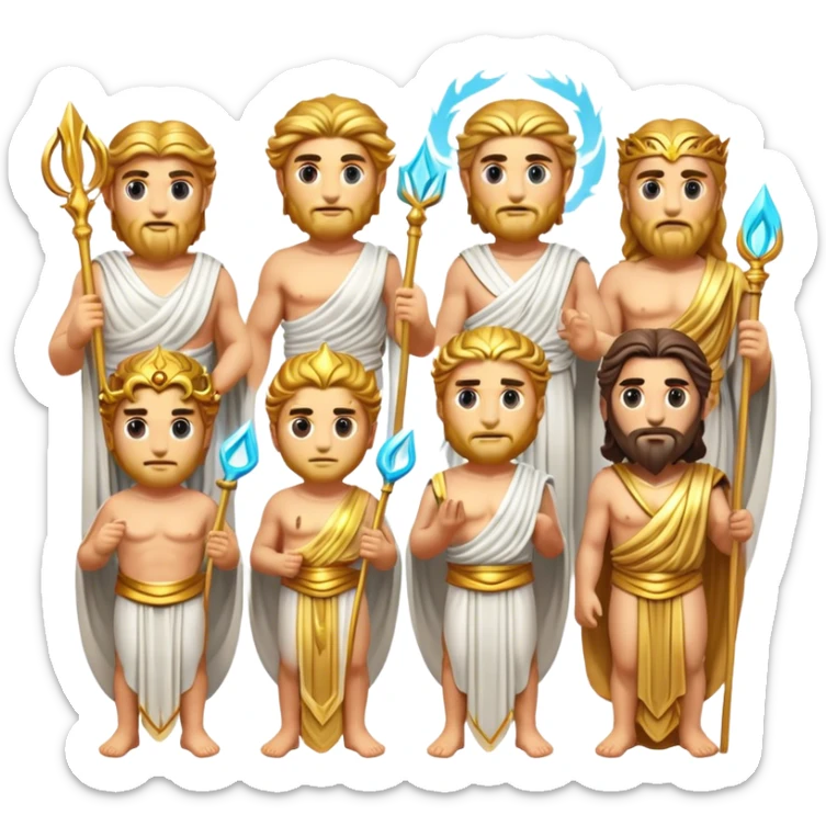 Cinematic Realistic Greek Gods Pop Culture Emoji, featuring mythic portrayals of ancient deities rendered with dynamic, ethereal lighting and classical detail. sticker