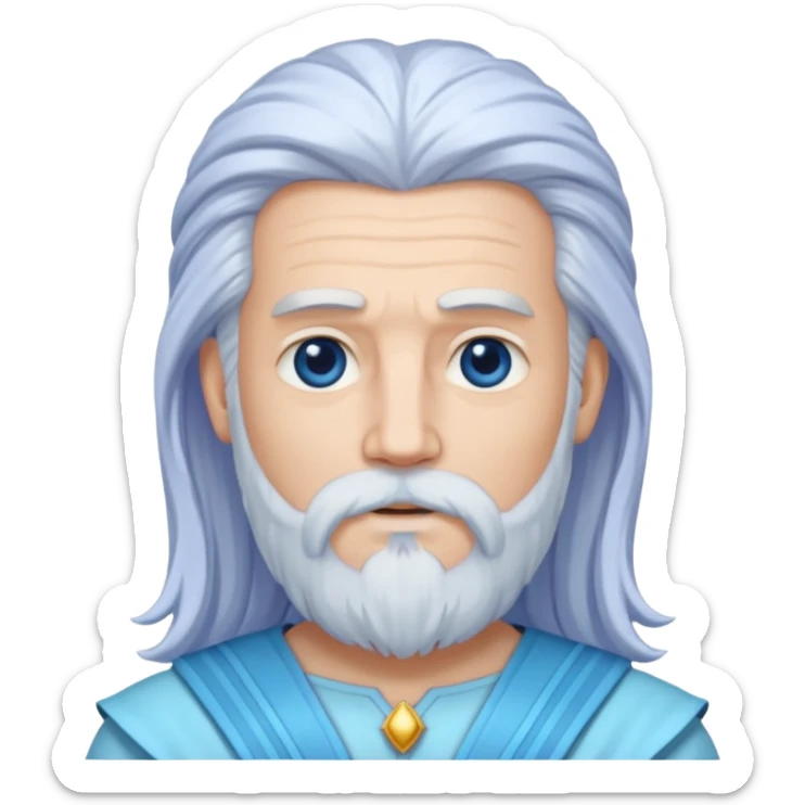 Uranus, God of Sky from Gods and Goddesses with long white hair and beard, pale periwinkle outfit sticker