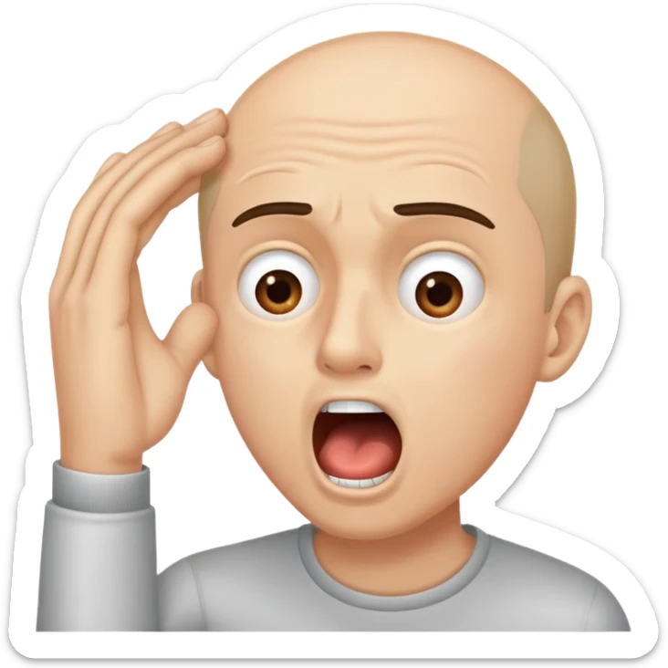 A man with his mouth open hits himself on the cheek with his hand with shocked face sticker