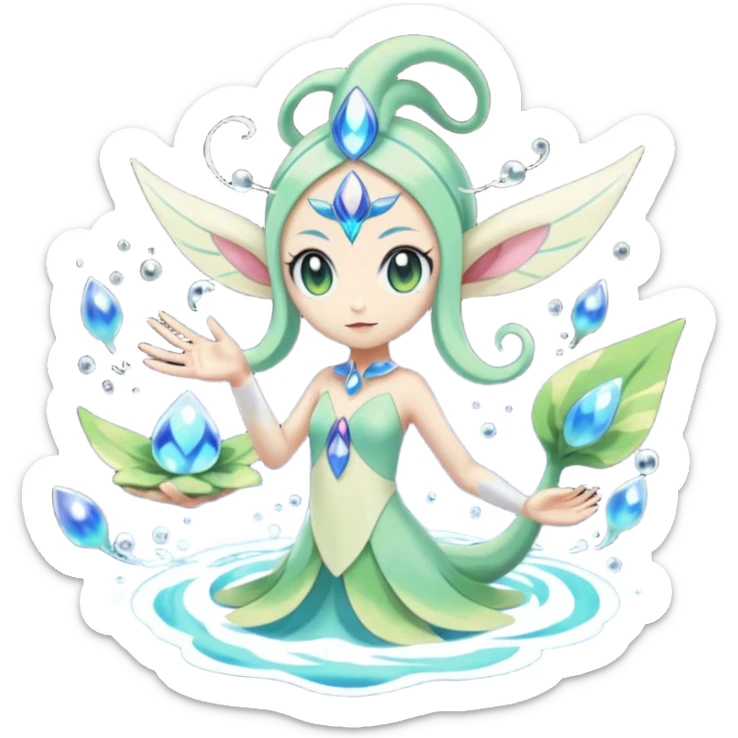 Meloetta-Celebi-Primarina-Cresselia-Fakémon-fusion, full body sticker