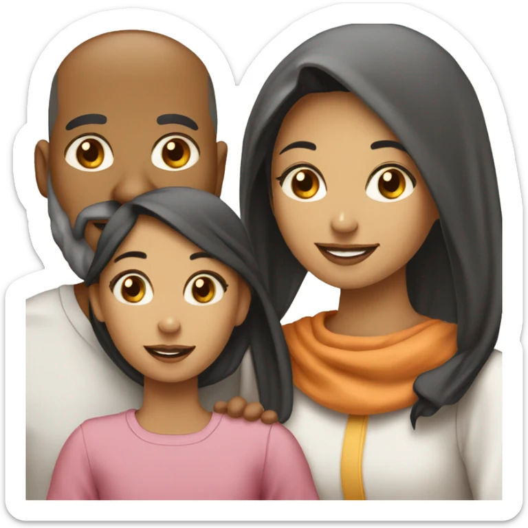 Moslem family. Father. Mother. 12 years old daughter. 6 years old daughter. Baby daughter sticker