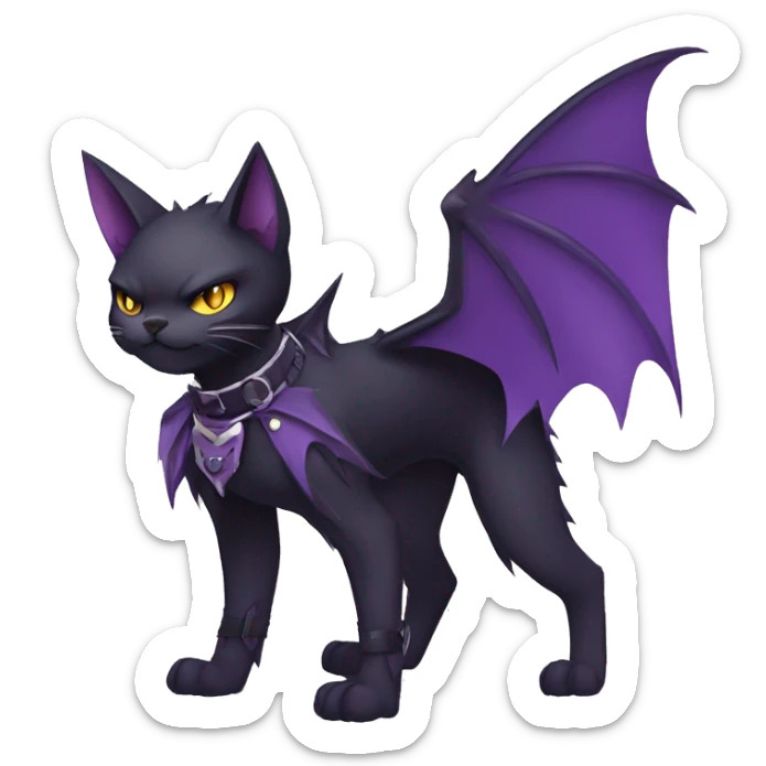 cool edgy black punk Purple nargacuga-bat-cat-Fakemon collar full body sticker