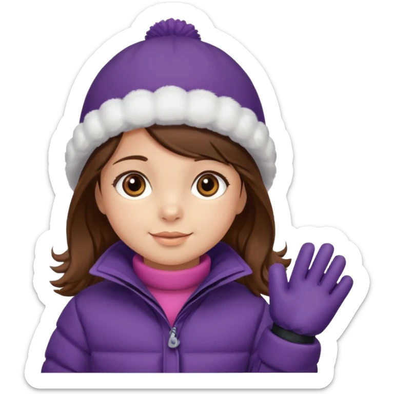Niña  pequeña  5 años ojos castaños, pelo castaño, ropa invierno sticker