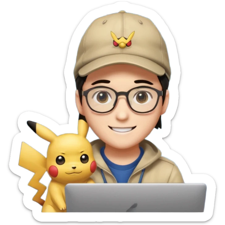 gere emoji do Ash Ketchum o personagem de Pokemon de tiferentes tipos se basenado no do whatsapp mais com um toque de programdador  sticker