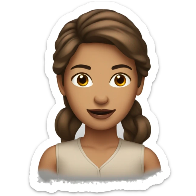 Beautiful woman with tan skin brown hair, brown eyes sticking her tongue out sticker