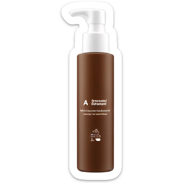 slim and tall brown oil cleanser bottle with white label and white pump sticker