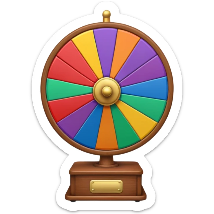 can you make me a prize wheel with the colors red, yellow, green, blue, orange, purple sticker