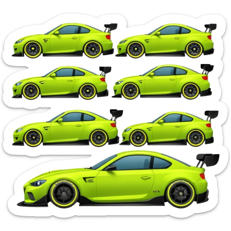 Emoji pack for R2 motorsport company, drift builds, motorsport parts, lime theme, just text sticker