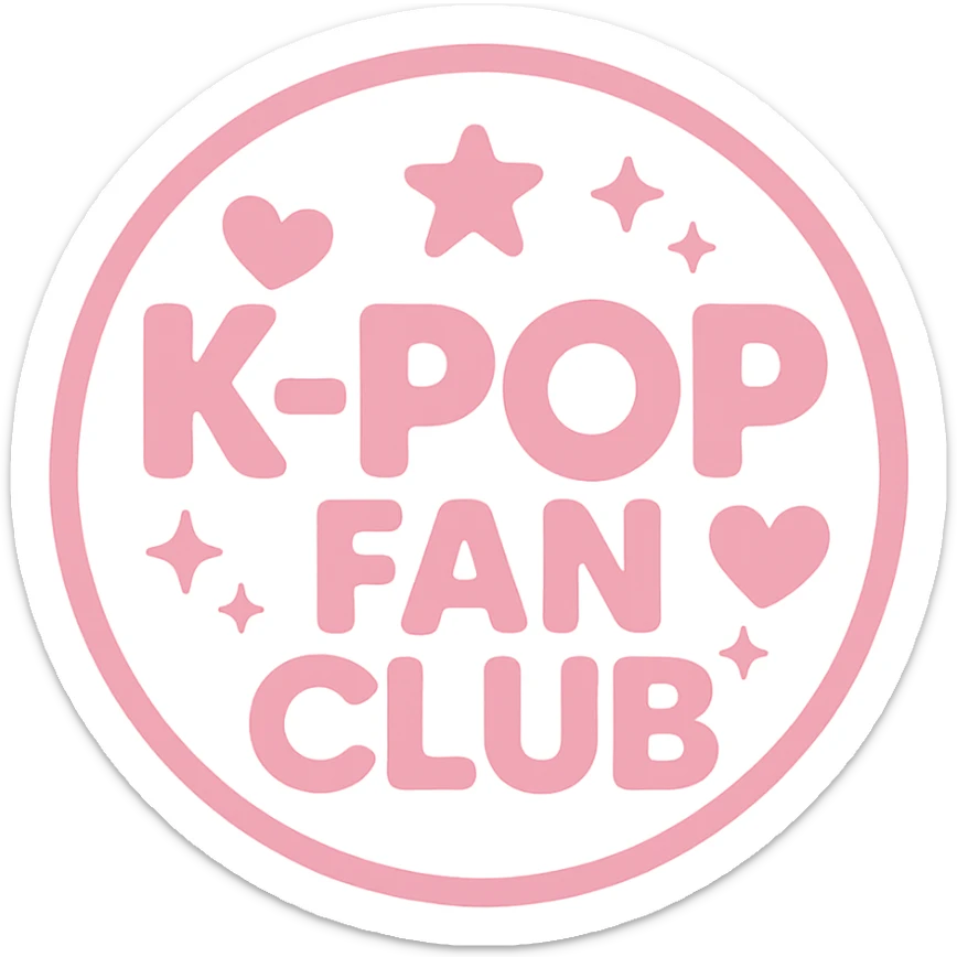 pink kpop fan club badge, cute and trendy sticker