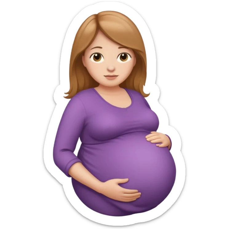very heavily pregnant overdue woman with super  huge round belly sticker