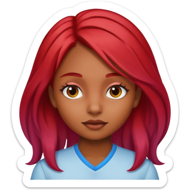 Sexyy red brown skin girl with red hair  ombré long  sticker
