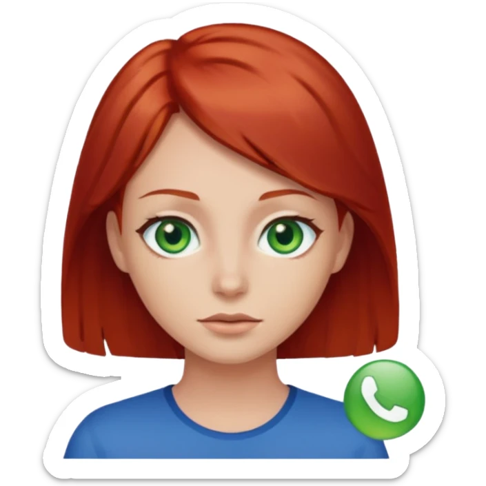 Like the first but her eye green  and blue and her hair red that brown  sticker