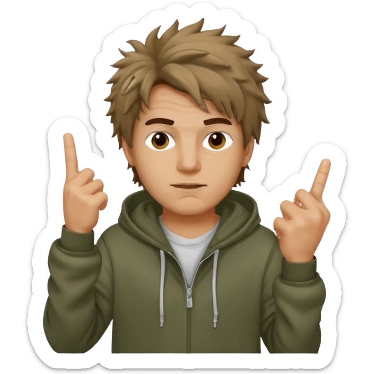 Moreno greñudo con capucha cuba la cara para el dedo del medio hombre sticker