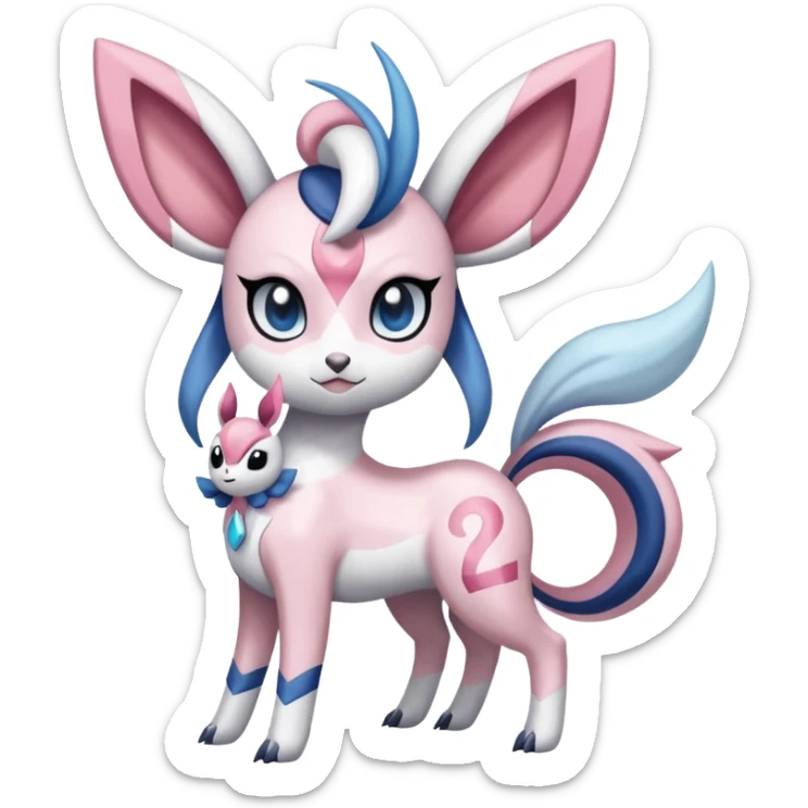 Elegant cute petite beautiful pretty Palkia-Diancie-Absol-Sylveon-Meloetta-fusion  sticker