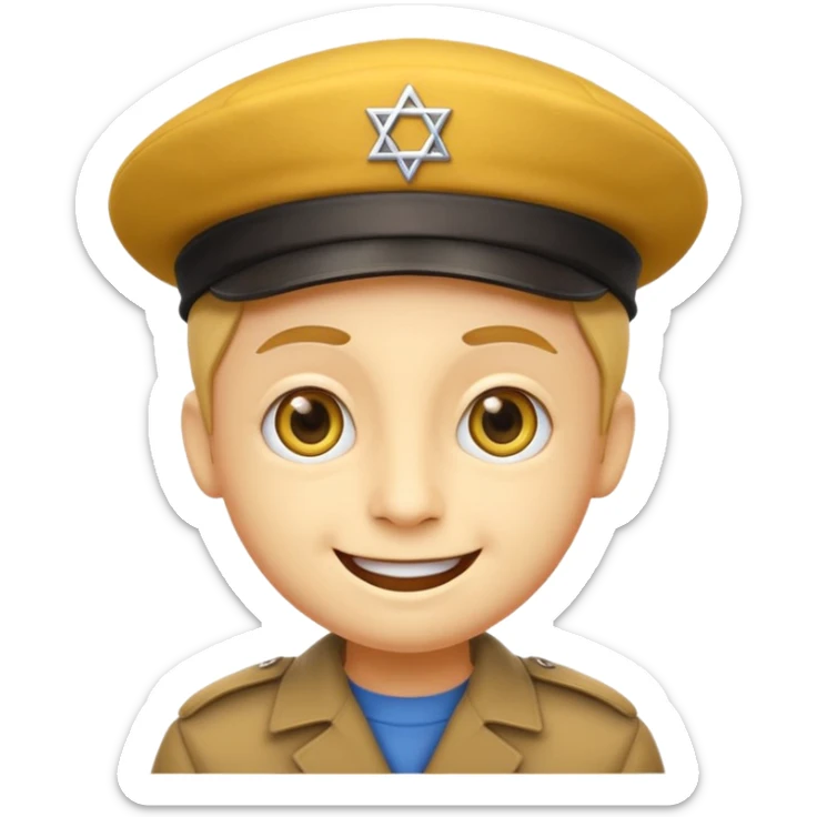 Smile face klasyczny ten żółty, klasyczna emotka messengerowa, lecz z pejsami i beretem żydowskim  sticker