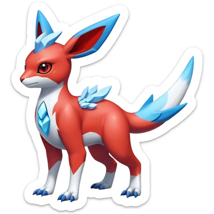  Cute Shiny Exotic Colorful Guilmon-Latias-Koraidon-Glaceon-Fakémon-hybrid-creature (full body)  sticker