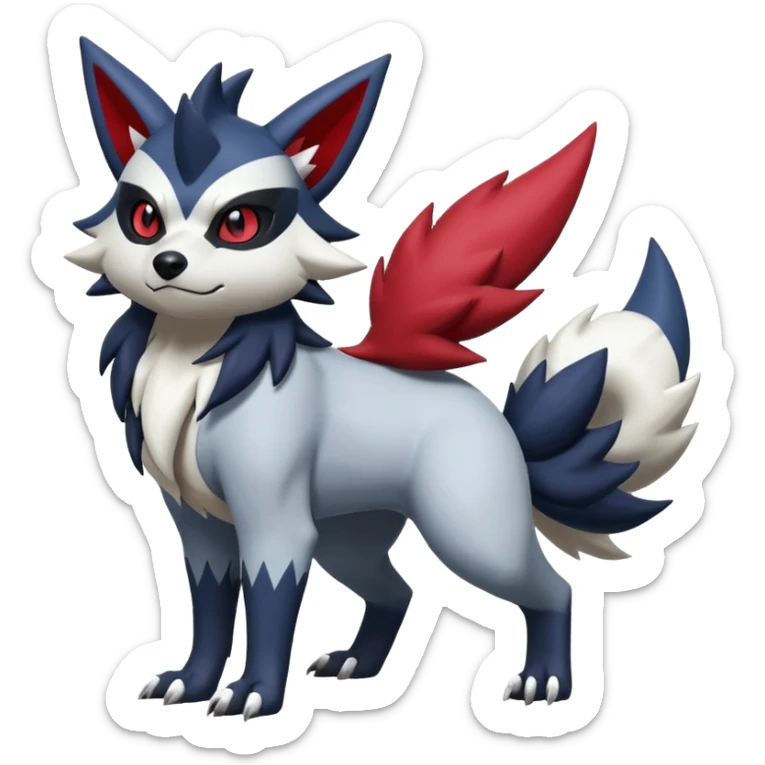 Mightyena-Zorua-Zangoose-Obstagoon-Absol-hybrid-fusion, full body sticker