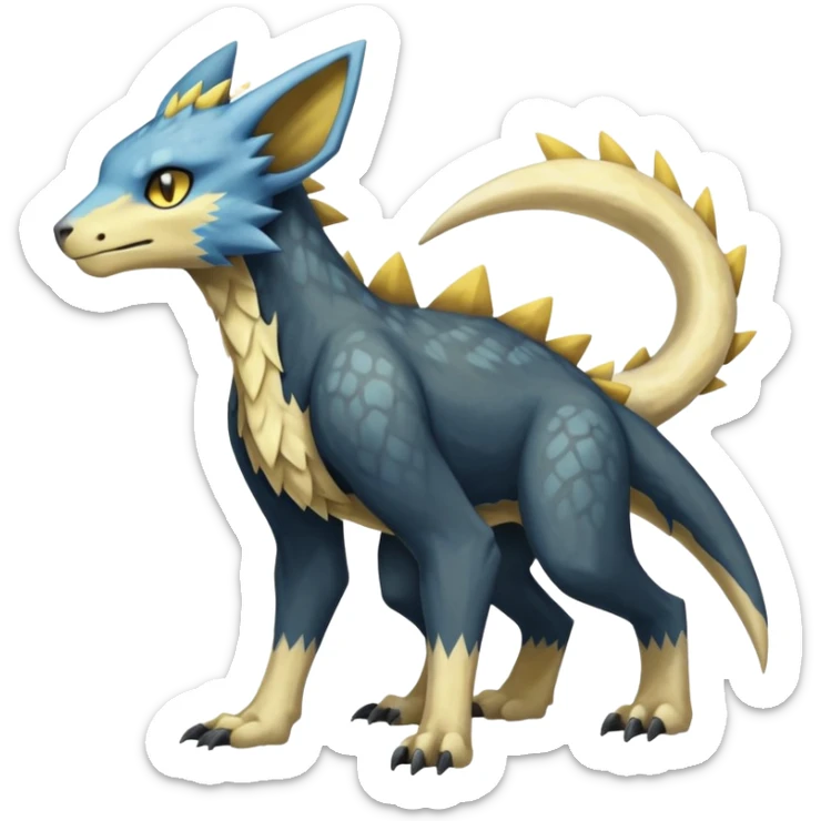 Manectric-Luxray-Cubone-Trico-Draco-Fakémon-hybrid-creature (full body), 4 legs sticker