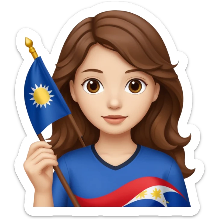 white girl wavy brown hair girl filipino flag sticker