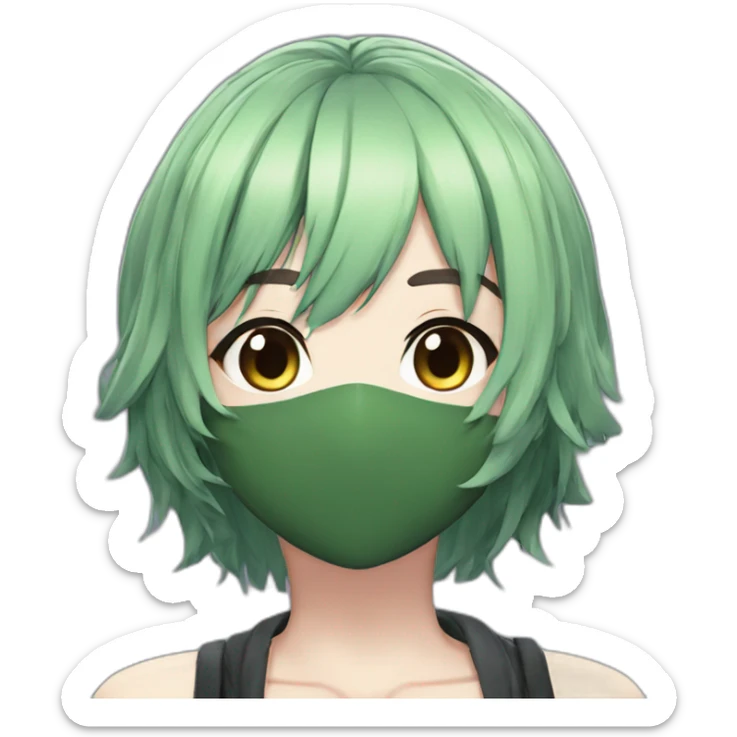 amiki green hair from epic seven vampire hunter female short hair brown eyes sticker