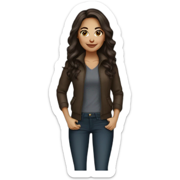Interior designer light skin girl with long dark brown hairand dark brown eyes sticker