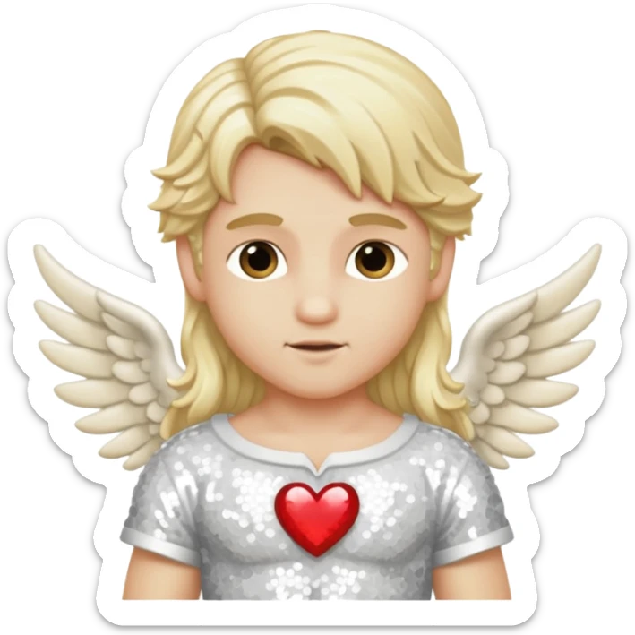 Cupid, God of Love from Gods and Goddesses with long blond hair, ivory sequin outfit sticker