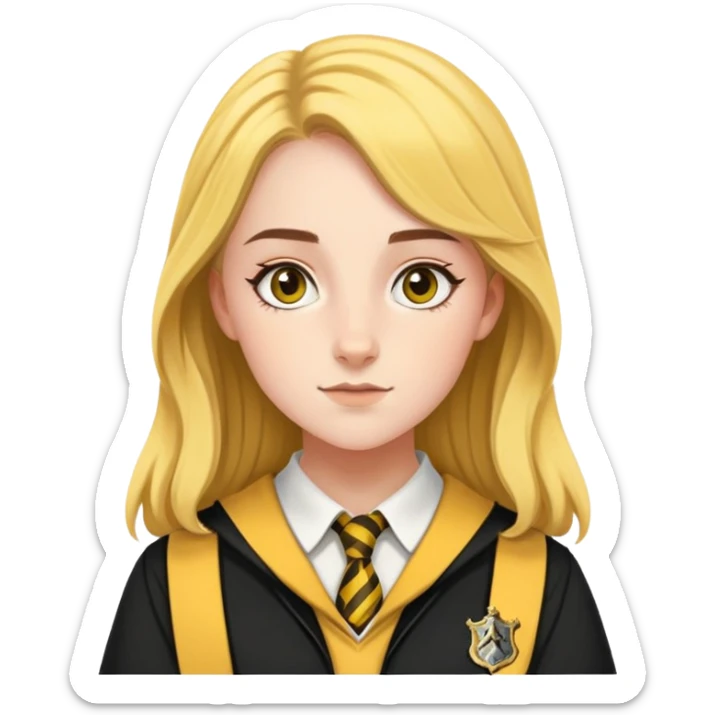 Charlotte Skeoch is hannah abbott in harry potter, wear hogwarts Hufflepuff uniform sticker