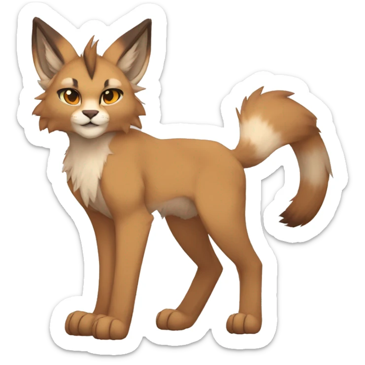 Anthro Beige-Orange-Brown Furry-Sona-Fakemon Lynx-Caracal Full Body sticker