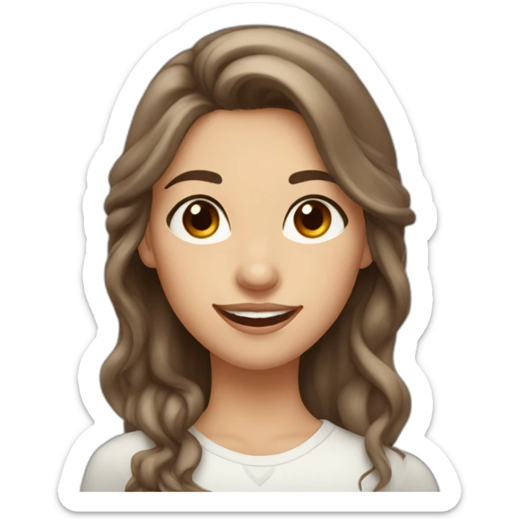 winking face of girl with long brown hair and silver earrings with brown eyes and thin eyebrows sticker