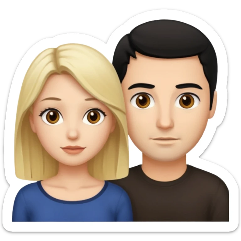 Blonde woman with hazel eyes with man with black hair and brown eyes  sticker