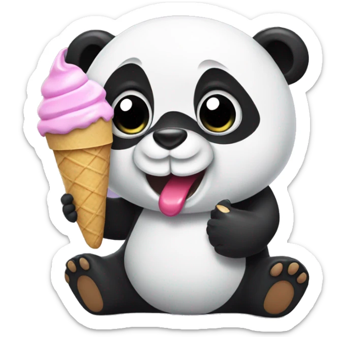 Panda eating ice cream sticker